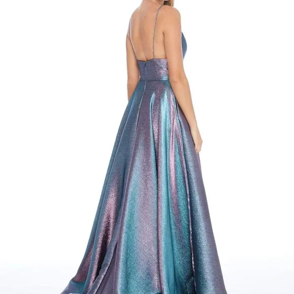 Ashley Lauren Metallic Shimmery A-Line Dress - Picture 5 of 8